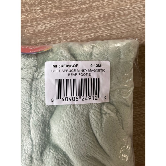 Magnetic Me Soft Spruce Minky Bear Footie Pajamas 9-12 Months New With Tags - Picture 6 of 6